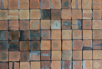 Old brick wall, interior texture has joints.
