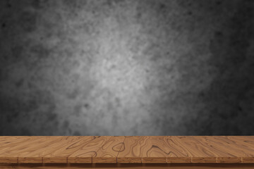 wooden table with dark blurred background