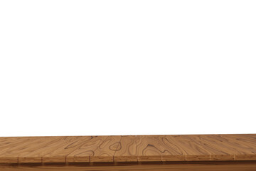 empty wooden table on a white background