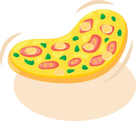 Pizza icon isometric vector. Freshly prepared pizza with meat and vegetable icon. Italian cuisine, hearty meal, homemade food