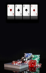 poker casino cards & chips layout for gamming or application.