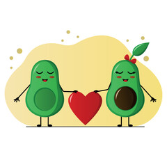 The avacado, boy and girl. Vector illustration