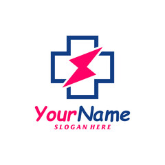 Thunder Health Logo Design Template. Fast Health logo concept vector. Creative Icon Symbol