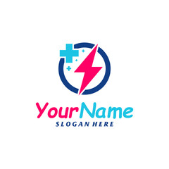 Thunder Health Logo Design Template. Fast Health logo concept vector. Creative Icon Symbol