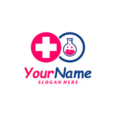 Obraz premium Health Lab Logo Design Template. Health Science logo concept vector. Creative Icon Symbol