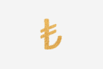Turkish Lira sign made of golden glitter