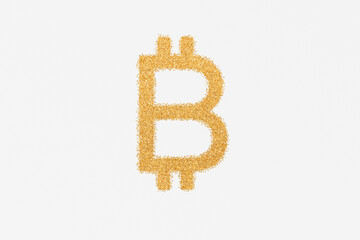 Bitcoin sign made of golden glitter