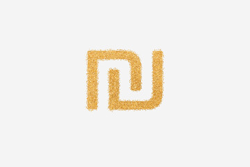 Israeli Shekel sign made of golden glitter