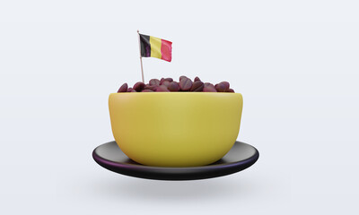3d coffee day Belgium flag rendering front view