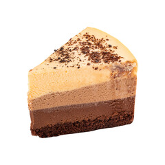 Slice of three chocolates cheesecake