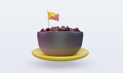 3d coffee day Bhutan flag rendering front view