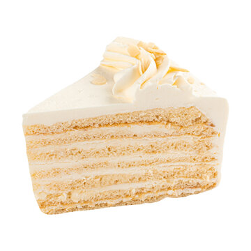 Slice of cake frosted with butter cream