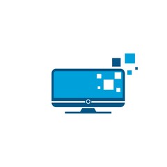 Digital Computer logo template. Computer Service logo design isolated on white background