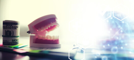 Dentist services concept. Take care of your mouth. Expensive dental center.