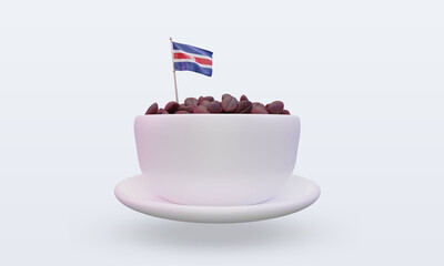 3d coffee day Costa Rica flag rendering front view