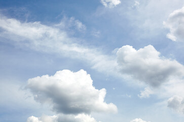 Plakat Abstract image of blurred sky. Blue sky background with cumulus clouds