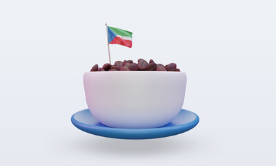 3d coffee day Equatorial Guinea flag rendering front view