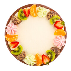 Fresh decorated spinach sponge cake