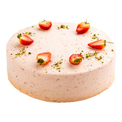 Strawberry cake frosted with cheese cream
