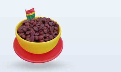 3d coffee day Ghana flag rendering left view