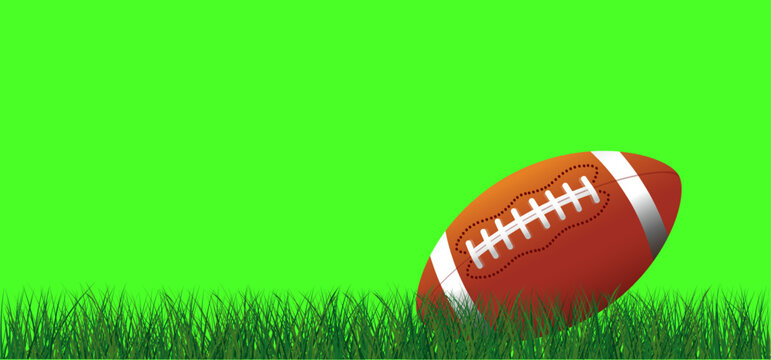 Green screen chromakey, American football on green grass field. Sport team game cup. Rugby ball day. Funny super bowl weekend party. USA, sport finale, school gamesMovie, vidio, formaat.