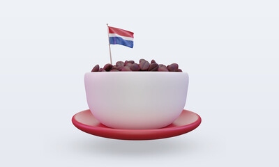3d coffee day Netherlands flag rendering front view