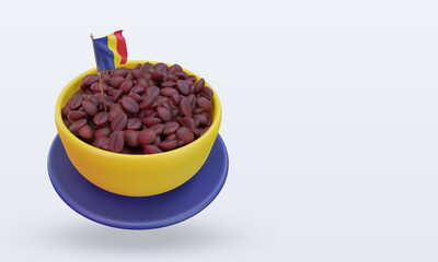 3d coffee day Romania flag rendering left view