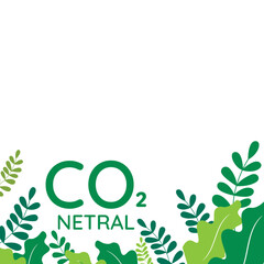 Co2 netral logo. carbon dioxide pollution. ecology and environment symbol. green color