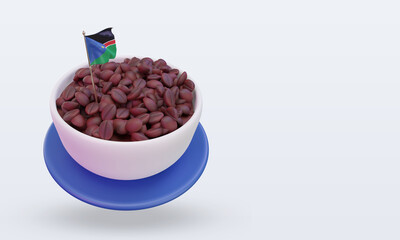 Obraz na płótnie Canvas 3d coffee day South Sudan flag rendering left view