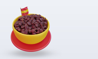 3d coffee day Spain flag rendering left view