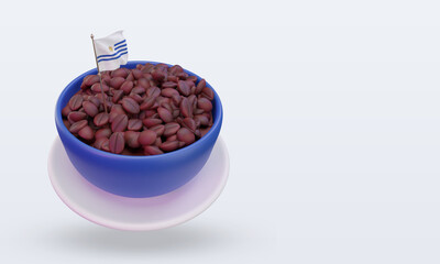 3d coffee day Uruguay flag rendering left view