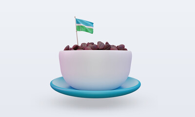 3d coffee day Uzbekistan flag rendering front view