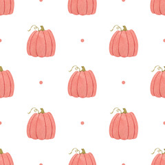 Autumn mood. Seamless watercolor pattern with pumpkin.
