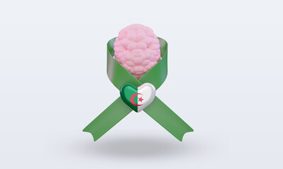 3d Mental Health day Algeria flag rendering front view