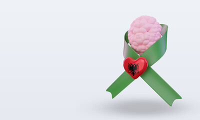 3d Mental Health day Albania flag rendering right view