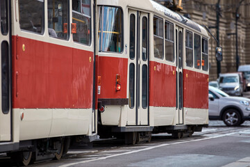 Plakat Tram public transportation in Praha, Czech republic.