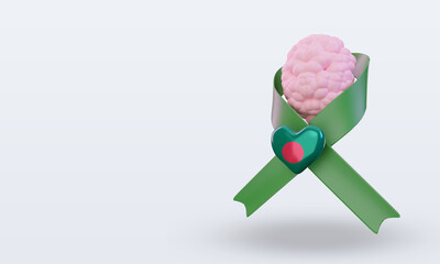 3d Mental Health day Bangladesh flag rendering right view