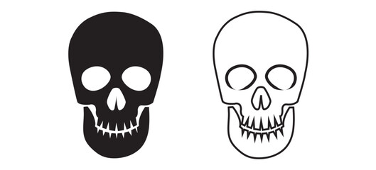 Human skull. Symbol of danger. Abstract concept, icon. Raster illustration on white background.