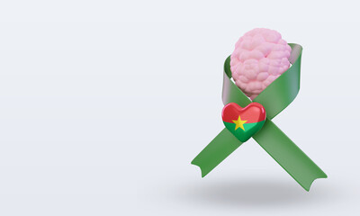3d Mental Health day Burkina Faso flag rendering right view