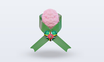 3d Mental Health day Dominica flag rendering front view
