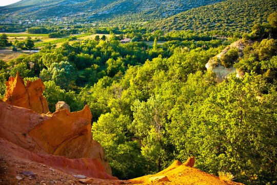 Landscape in the Proven&ccedil;al Colorado at Rustrel in Provence in France