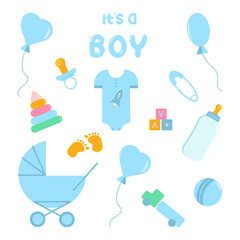 Baby boy design elements and decoration