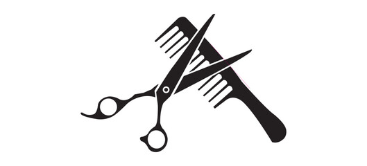 Scissor and Comb Barbershop Icon Vector Logo Template Illustration Design. Vector drawing