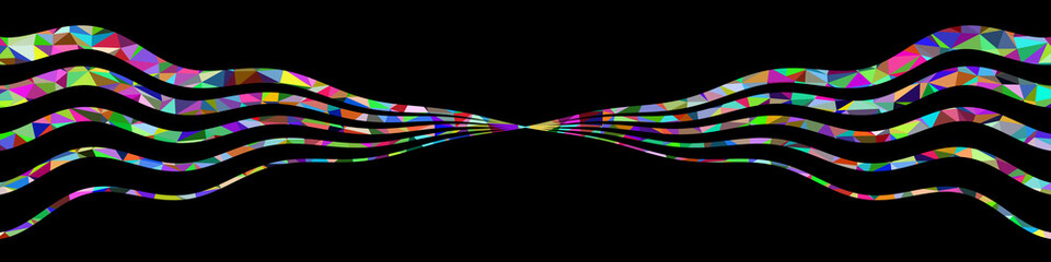 Abstract sine lines on black background. Illustration.