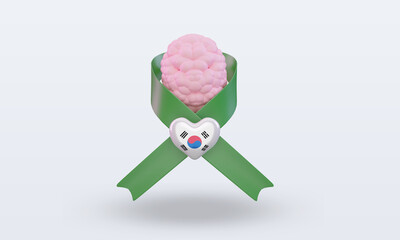 3d Mental Health day South Korea flag rendering front view