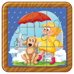 Obraz premium Photo jigsaw puzzle game template