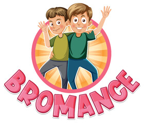 Cute cartoon character with bromance icon
