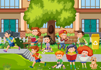 Happy children at school © brgfx
