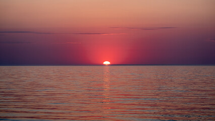 Panorama of beautiful sunset on baltic sea. Latvia