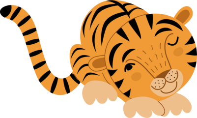 Funny tiger cub in a cartoon style.